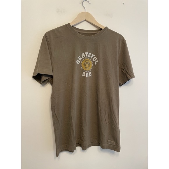 Life is Good Grateful Dad Short Sleeve Tshirt Medium Brown Cotton Crewneck - Picture 1 of 6